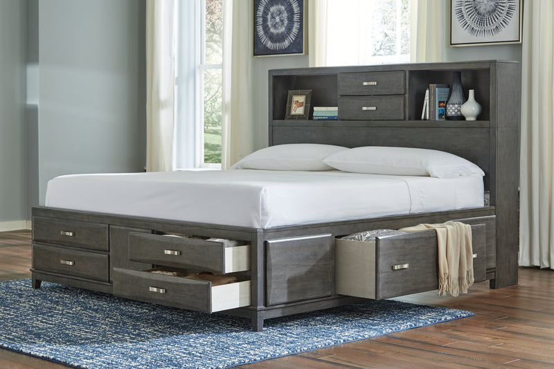 Caitbrook California King Storage Bed, Dresser, Mirror, and Nighstand