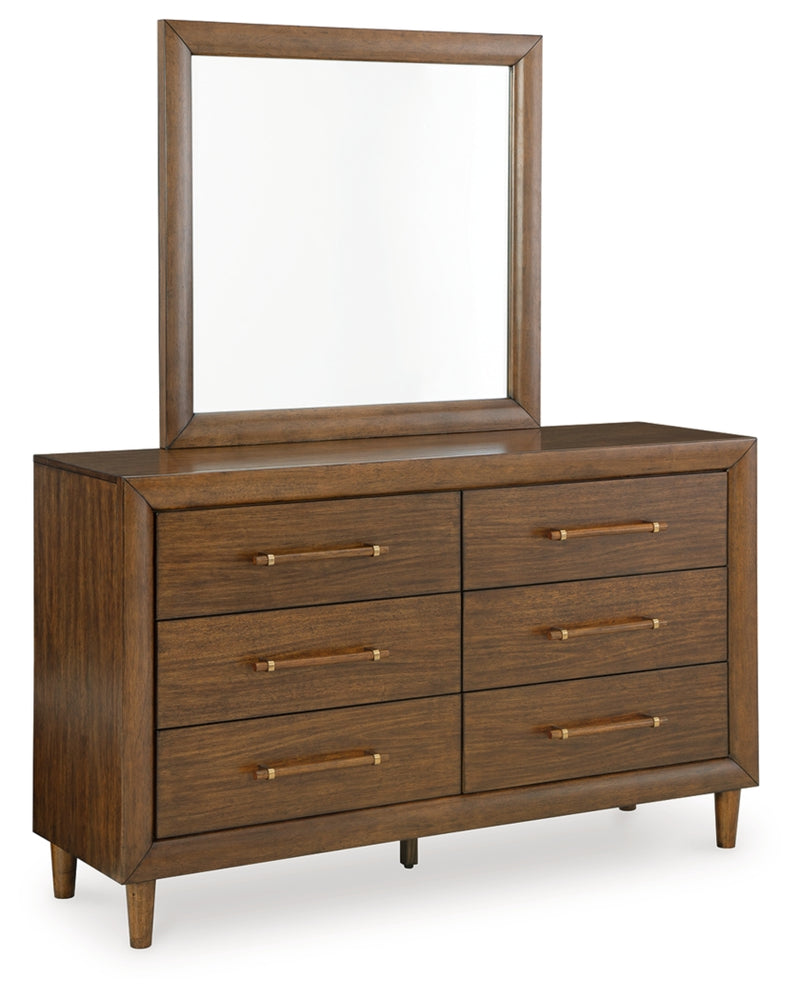 Lyncott California King Upholstered Bed, Dresser and Mirror