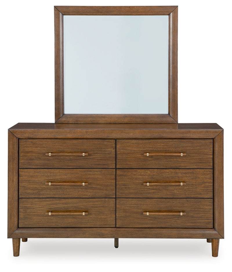 Lyncott California King Upholstered Bed, Dresser and Mirror