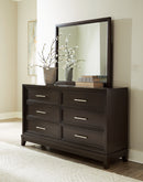 Neymorton Queen Upholstered Panel Bed, Dresser and Mirror