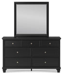 Lanolee California King Panel Bed, Dresser and Mirror