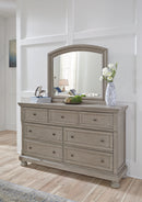 Robbinsdale Dresser and Mirror (Color: Light Gray)