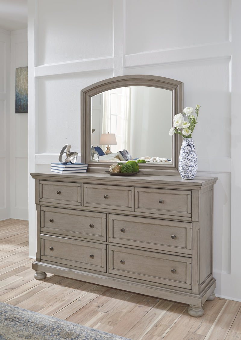 Lettner King Panel Bed with Dresser, Mirror and Nightstand