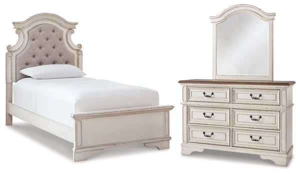 Realyn Twin Bed, Dresser and Mirror