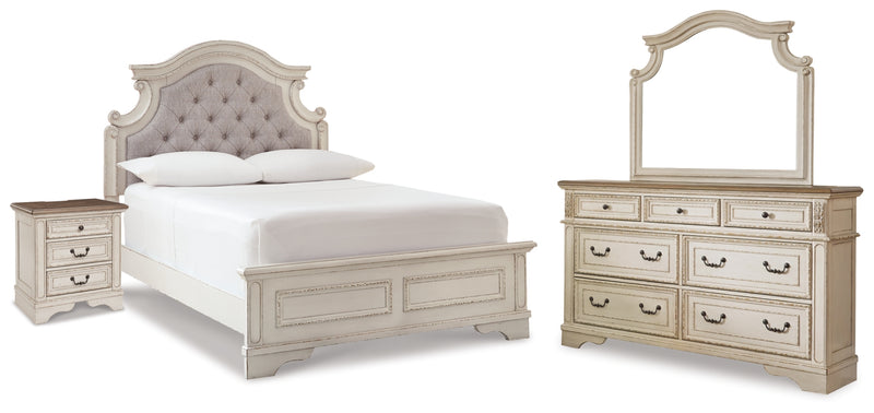 Realyn Full Panel Bed, Dresser, Mirror and Nightstand