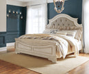 Realyn King Panel Upholstered Bed, Dresser, Mirror and Chest