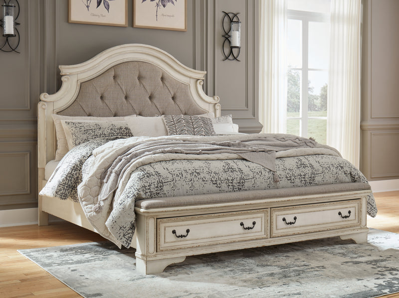 Realyn King Storage Bed, Dresser, Chest and 2 Nightstands