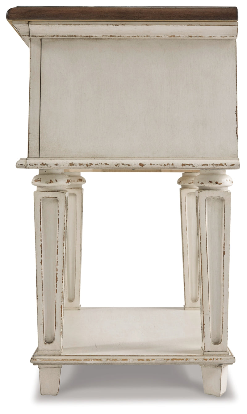 Realyn King Storage Bed, Dresser, Mirror and Nightstand