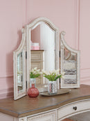 Realyn King Panel Bed, Dresser, Mirror, Chest, Vanity and Nightstand