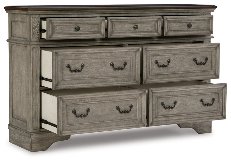Lodenbay Queen Upholstered Panel Bed, Dresser and Nightstand