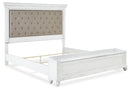 Kanwyn King Upholstered Storage Bed, Dresser, Mirror and Nightstand