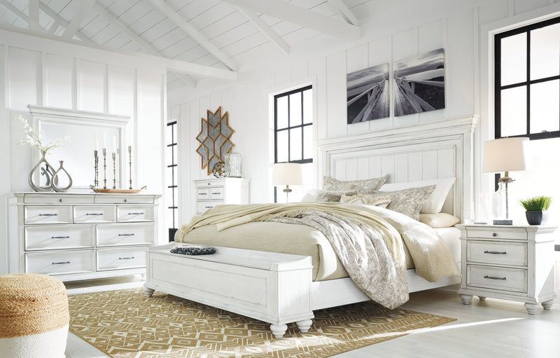 Kanwyn King Panel Bed with Storage, Dresser and Mirror