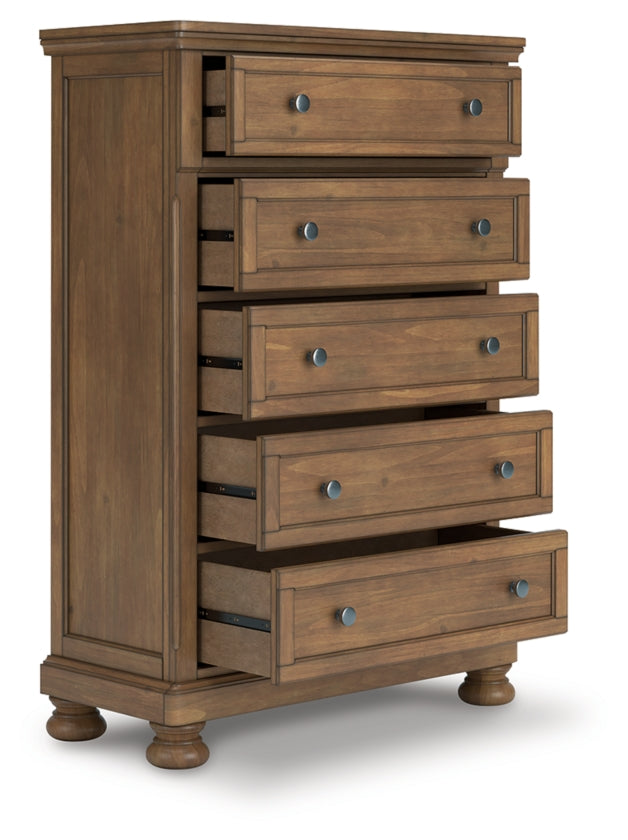 Feddinger Queen Panel Bed, Dresser, Mirror, Chest and Nightstand