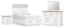 Ashbryn King Panel Storage Bed, Dresser, Mirror and Nightstand