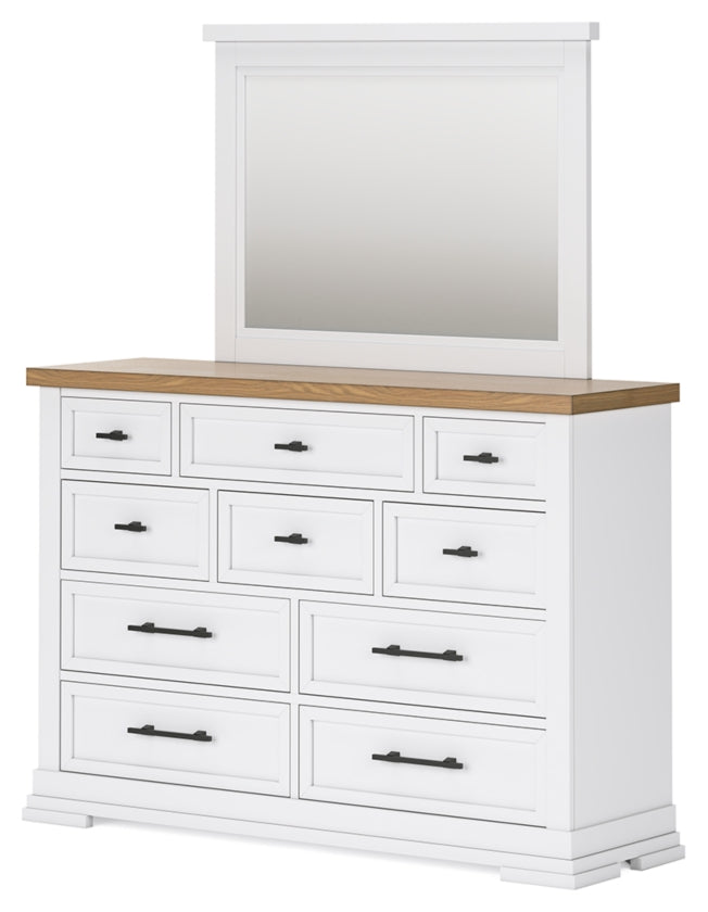 Ashbryn California King Panel Storage Bed, Dresser and Mirror