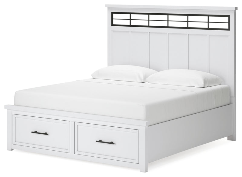 Ashbryn King Panel Storage Bed, Dresser, Mirror and Nightstand