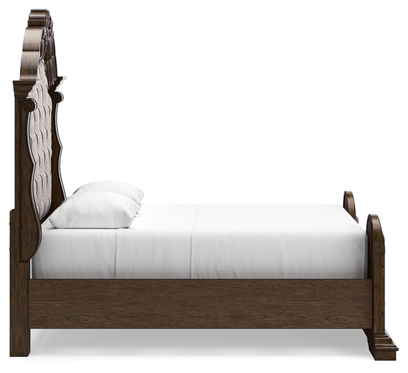 Maylee Queen Upholstered Bed, Dresser, Chest and Nightstand