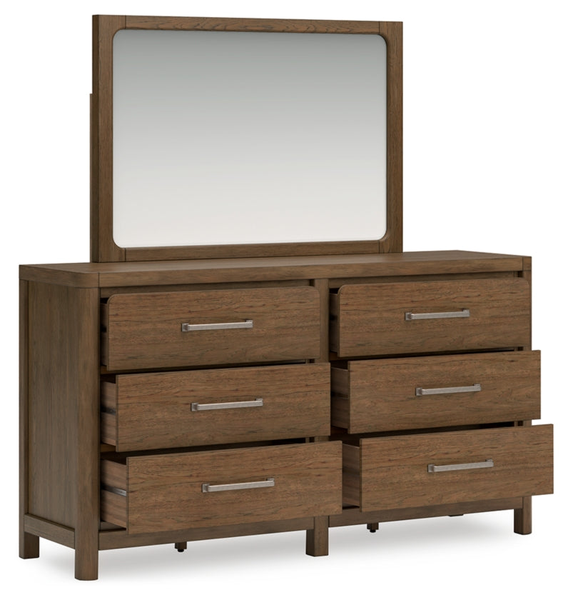Cabalynn California King Panel Bed with Storage, Dresser and Mirror