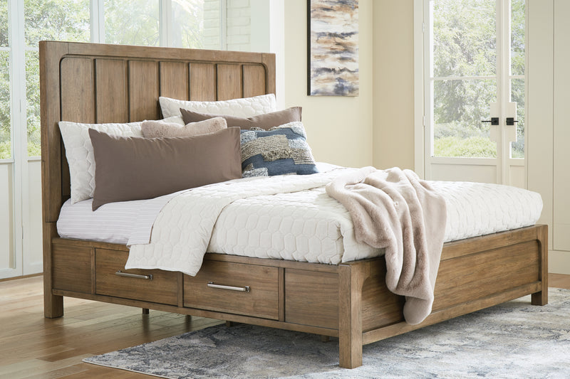 Cabalynn King Panel Bed with Storage, Dresser and Mirror