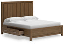 Cabalynn California King Panel Bed with Storage, Dresser and Mirror