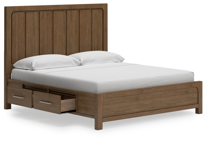 Cabalynn King Panel Bed with Storage, Dresser and Mirror