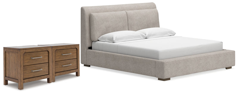 Cabalynn King Upholstered Bed and 2 Nightstands