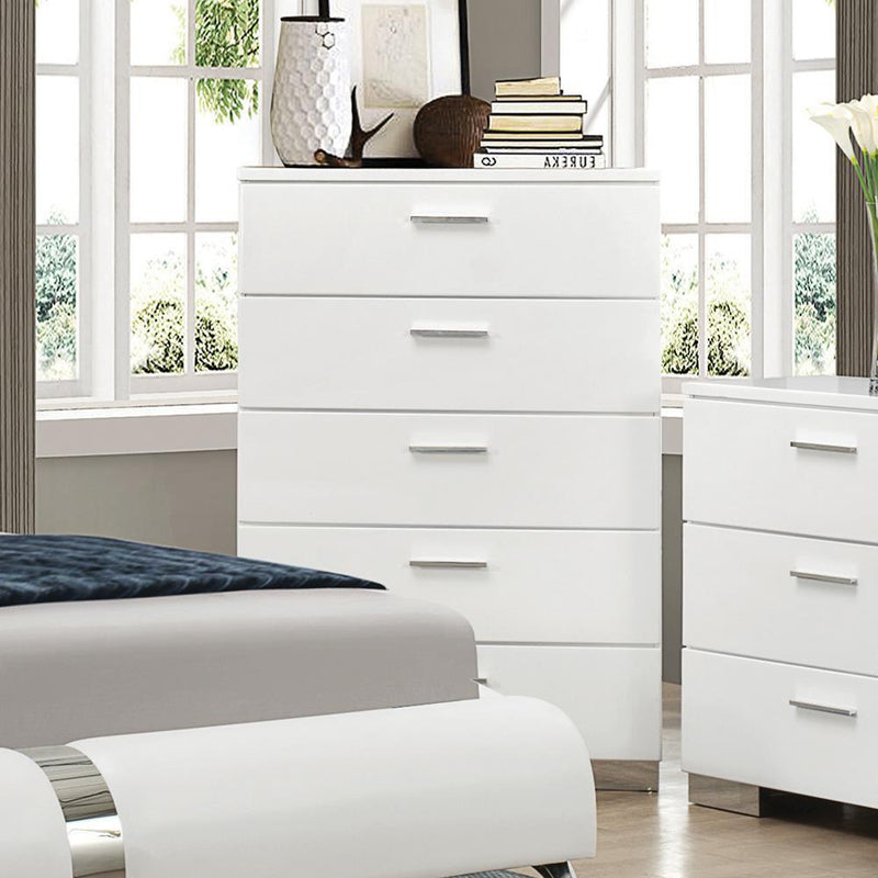 glossy white dresser Felicity 5-Drawer Chest Glossy White