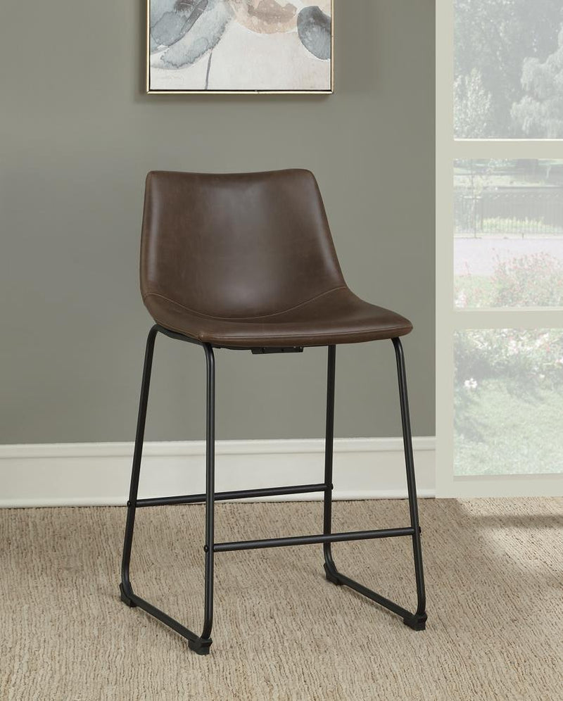 Industrial Brown Faux Leather Counter Height  Stool