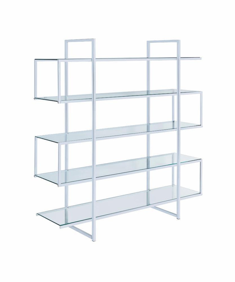 G801304 Contemporary Silver Metal and Glass Bookcase