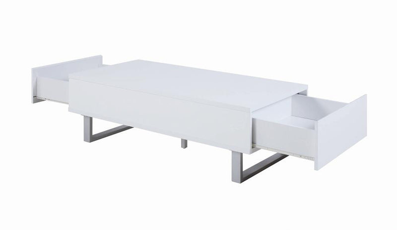 G705698 Contemporary Glossy White Coffee Table