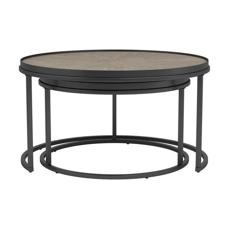 Rodrigo 2-piece Round Nesting Tables Weathered Elm