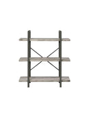 Cole 3-Shelf Bookcase Grey Driftwood and Gunmetal