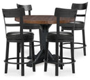 Valebeck Counter Height Table and 4 Barstools