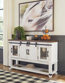 Valebeck Counter Height Dining Table, 6 Barstools and Server