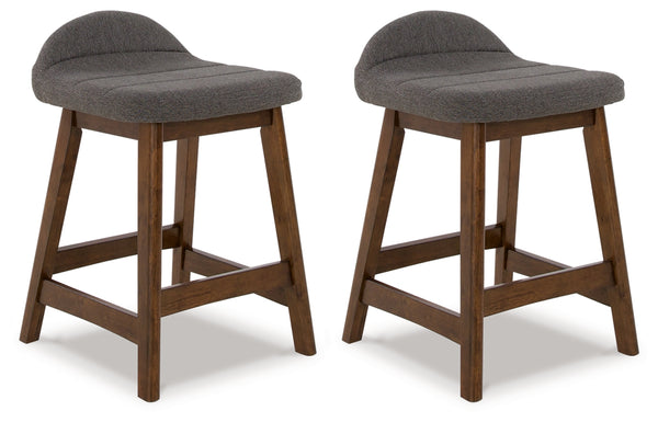 Lyncott Counter Height Bar Stool (Color: Charcoal/Brown)