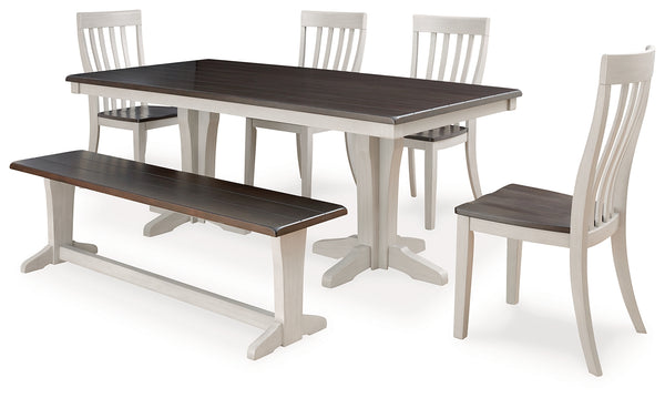 Darborn Dining Table, 4 Chairs and Bench