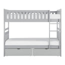 Orion Twin/Twin Bunk Bed with Storage Boxes in Gray B2063-1*T