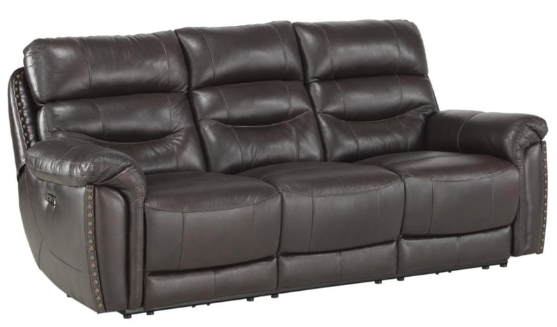 Homelegance Furniture Lance Power Double Reclining Sofa with Power Headrests in Brown