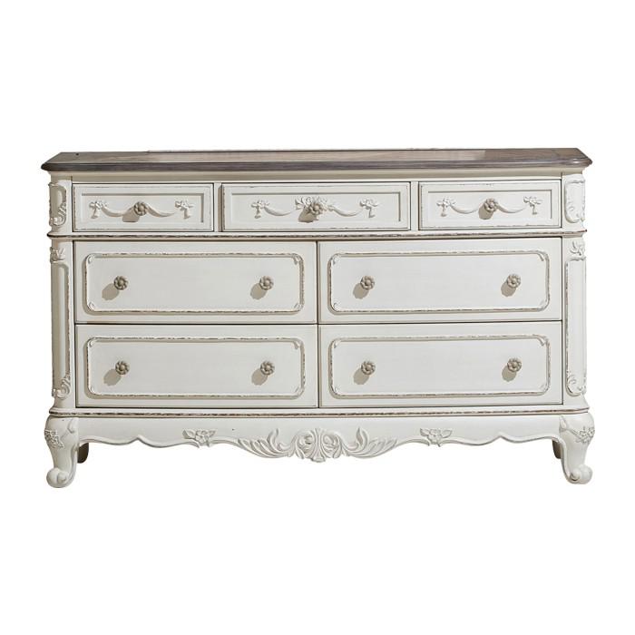 Homelegance Cinderella 7 Drawer Dresser in Antique White with Grey Rub-Through image