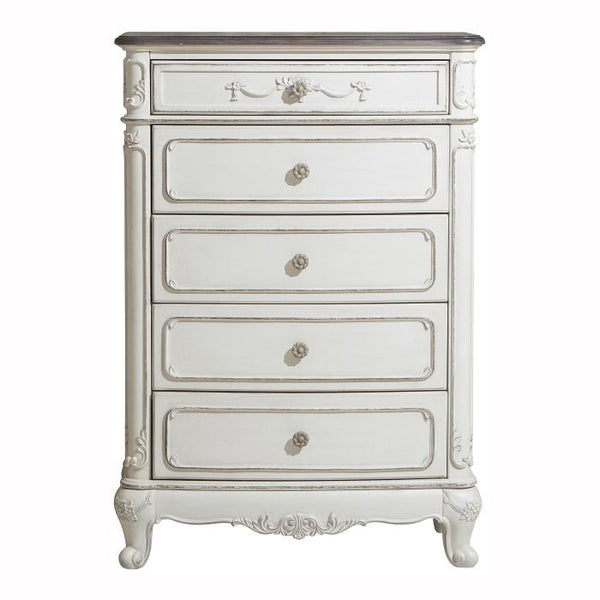 Homelegance Cinderella 5 Drawer Chest in Antique White with Grey Rub-Through image