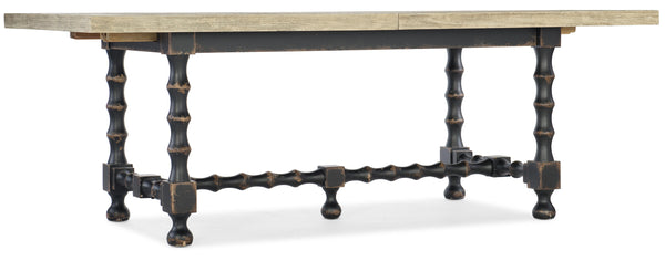 Ciao Bella 84in Trestle Table w/ 2-18in Leaves-Flaky White/Black