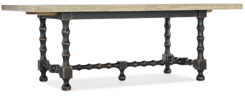 Ciao Bella 84in Trestle Table w/ 2-18in Leaves-Flaky White/Black
