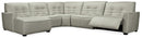 Reaux 5-Piece LAF Chaise Sectional w/2 Power Recliners