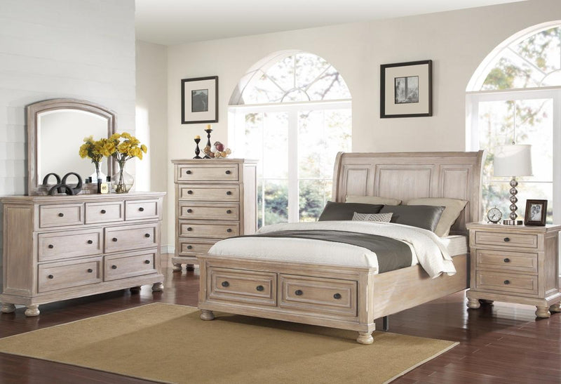 New Classic Furniture Allegra King Storage Bed in Pewter