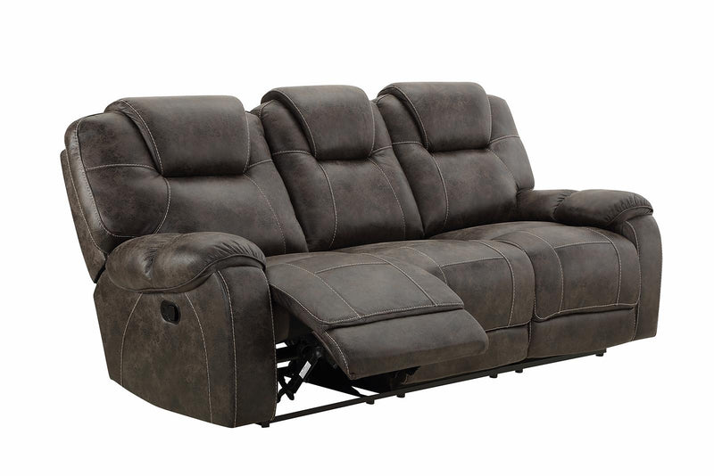 New Classic Furniture Anton Dual Recliner Sofa with Power Footrest in Chocolate