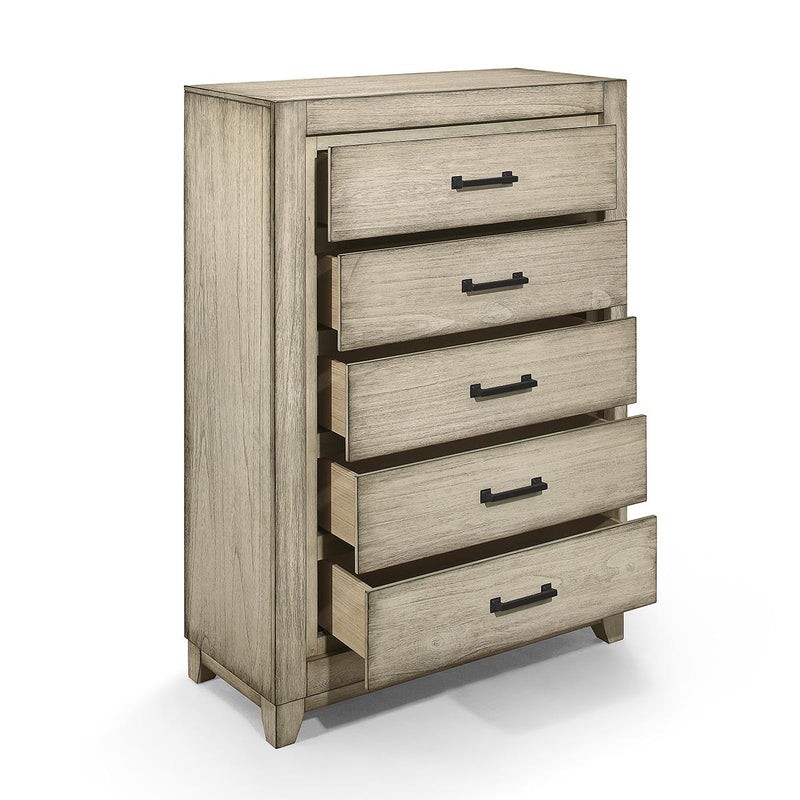 New Classic Furniture Ashland 5 Drawer Chest in Rustic White