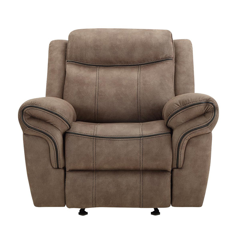 New Classic Furniture Harley Glider Recliner with Power Footrest in Light Brown