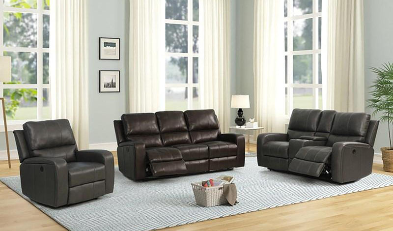New Classic Furniture Linton Sofa with Power Footrest in Gray