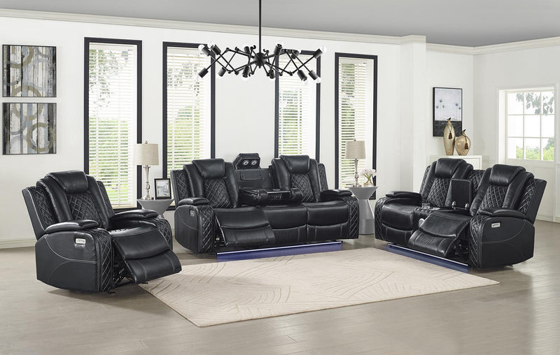 New Classic Furniture Orion Glider Recliner with Power Headrest and Footrest in Black