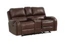 New Classic Furniture Taos Dual Recliner Glider Console Loveseat in Caramel